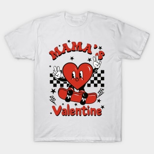 Retro Groovy Mama_s Valentine Cute Heart Boys Girls Kids T-Shirt